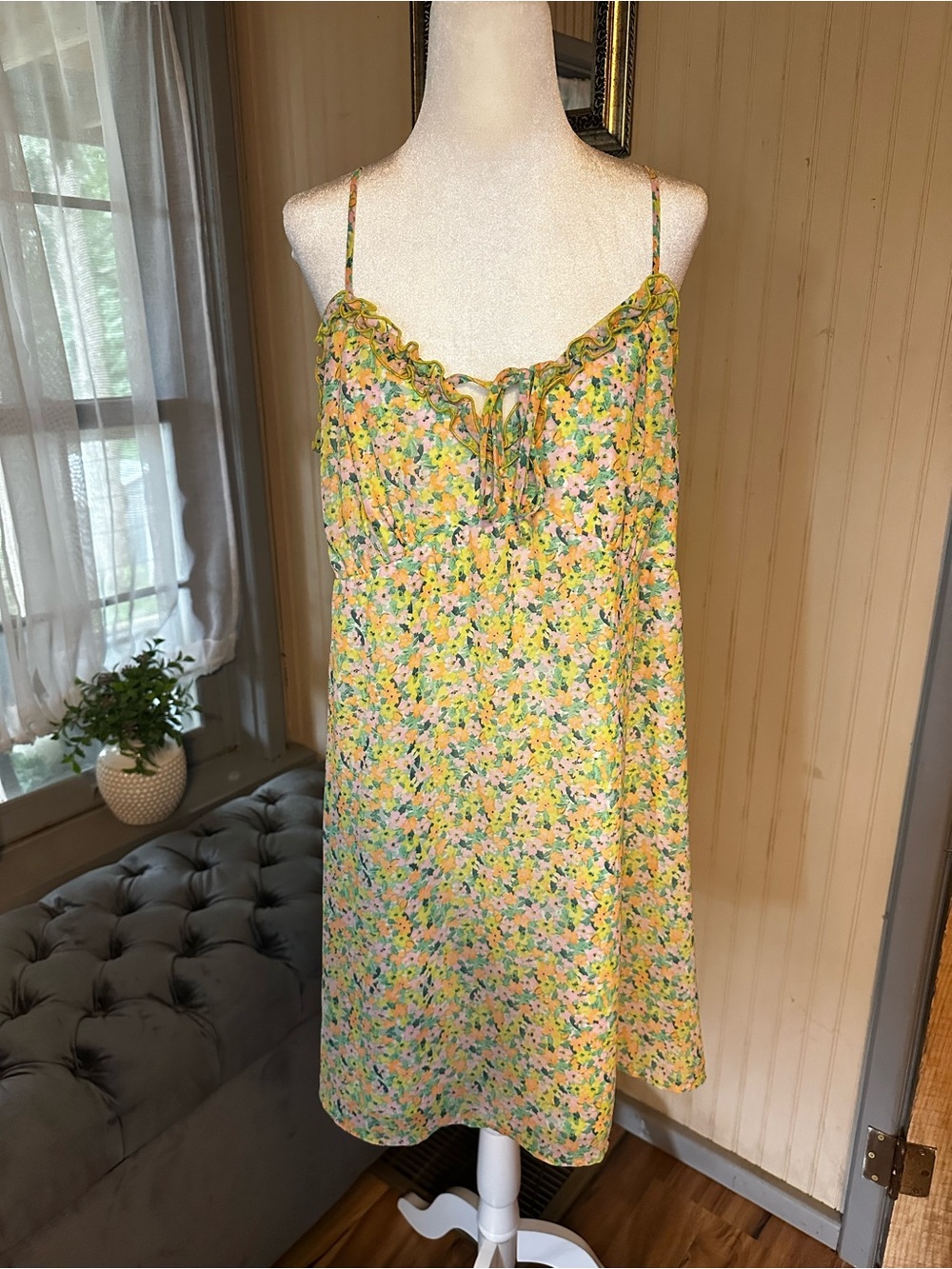 Wild Fable XXL Floral Sundress Pastel Cottagecore Tie Front Lined Dress